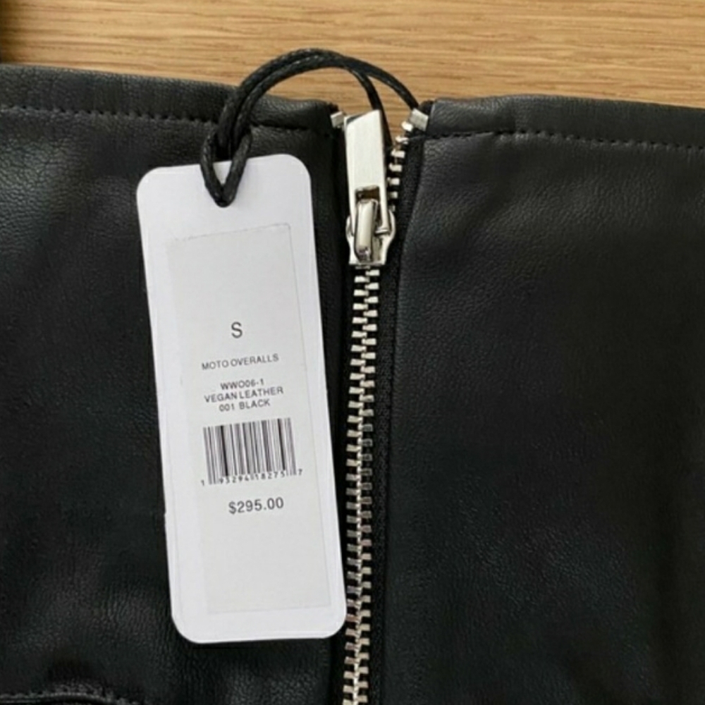 NWT WE WORE WHAT BLACK MOTO LEATHER OVERALLS - Picture 13 of 14